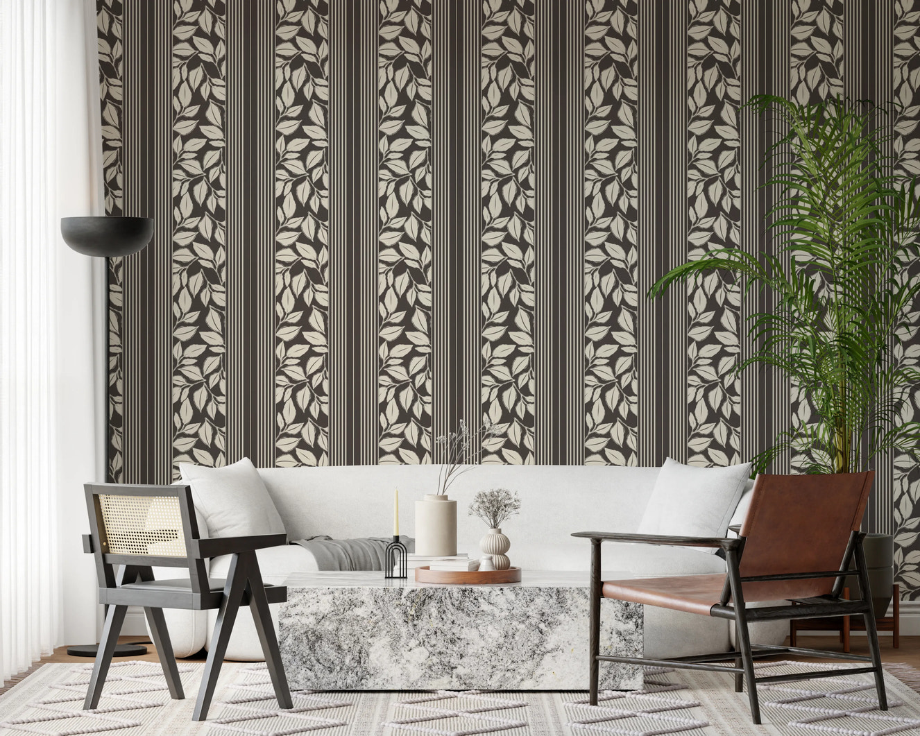 Vintage Trailing Foliage Brown Wallpaper⁠