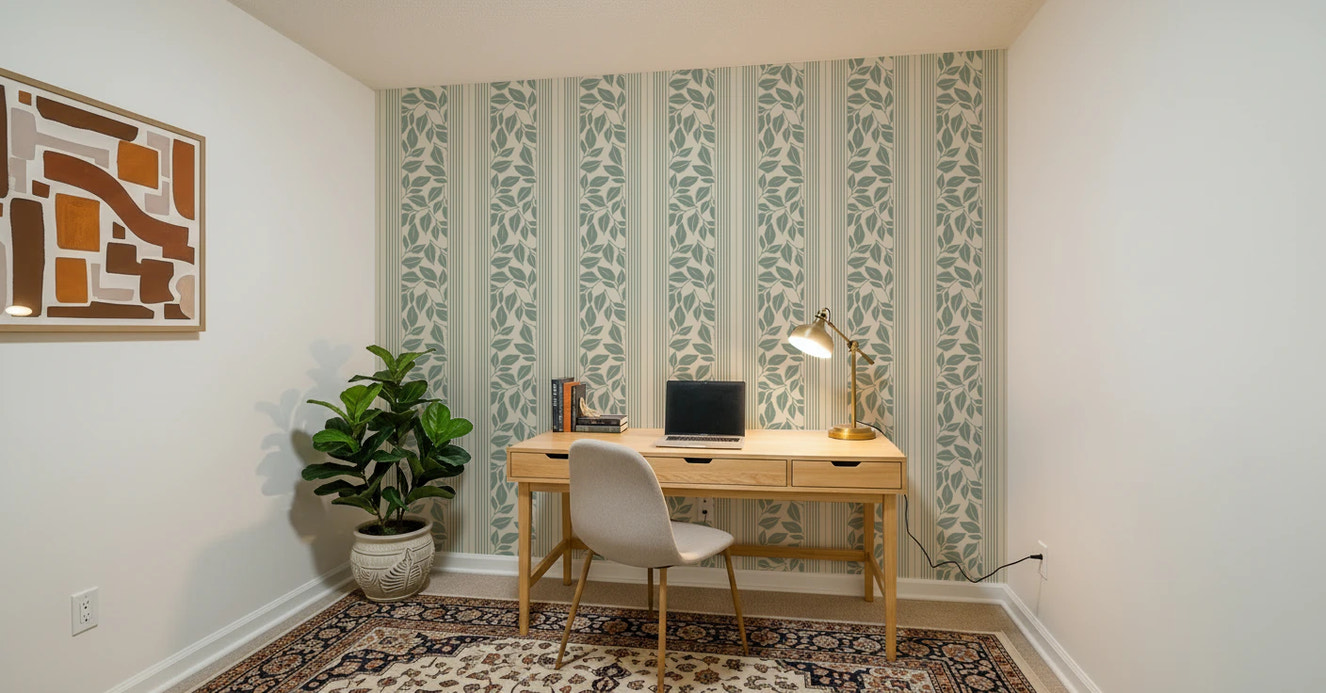 Vintage Trailing Foliage Sage Green Wallpaper⁠