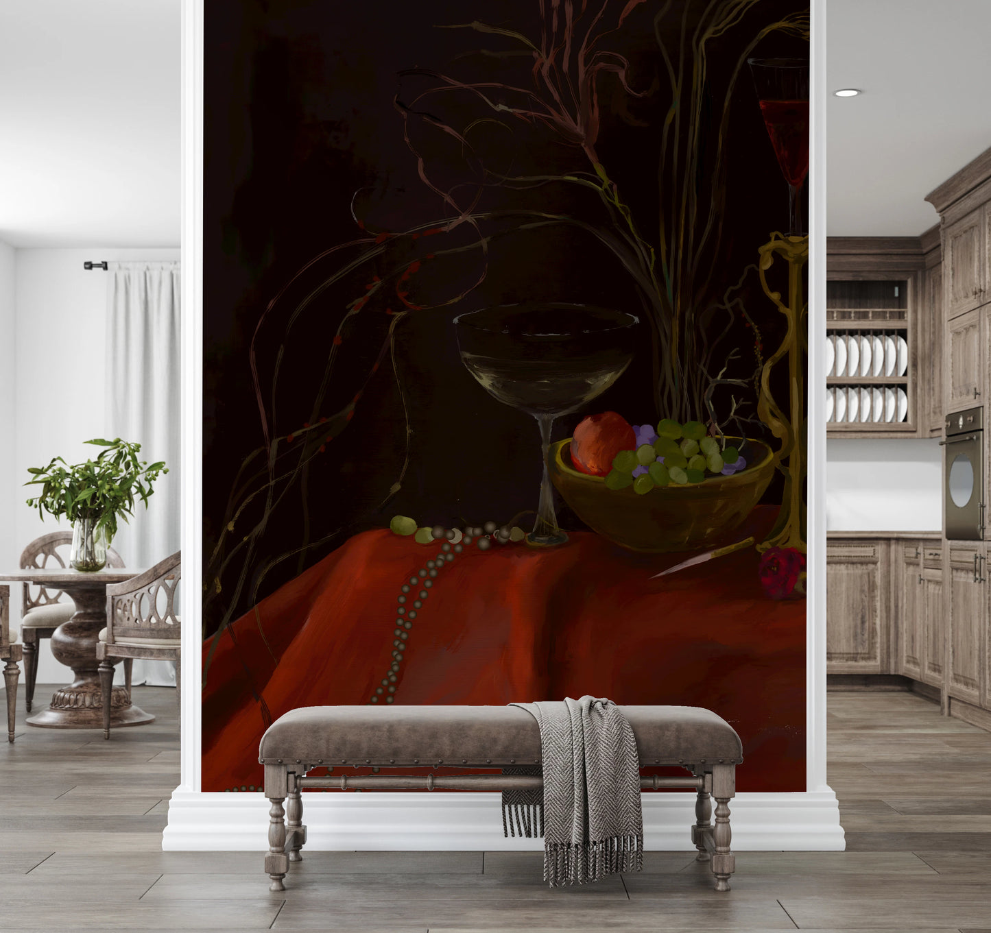 Stimmungsvolles Wandbild im Vintage-Barock-Stillleben