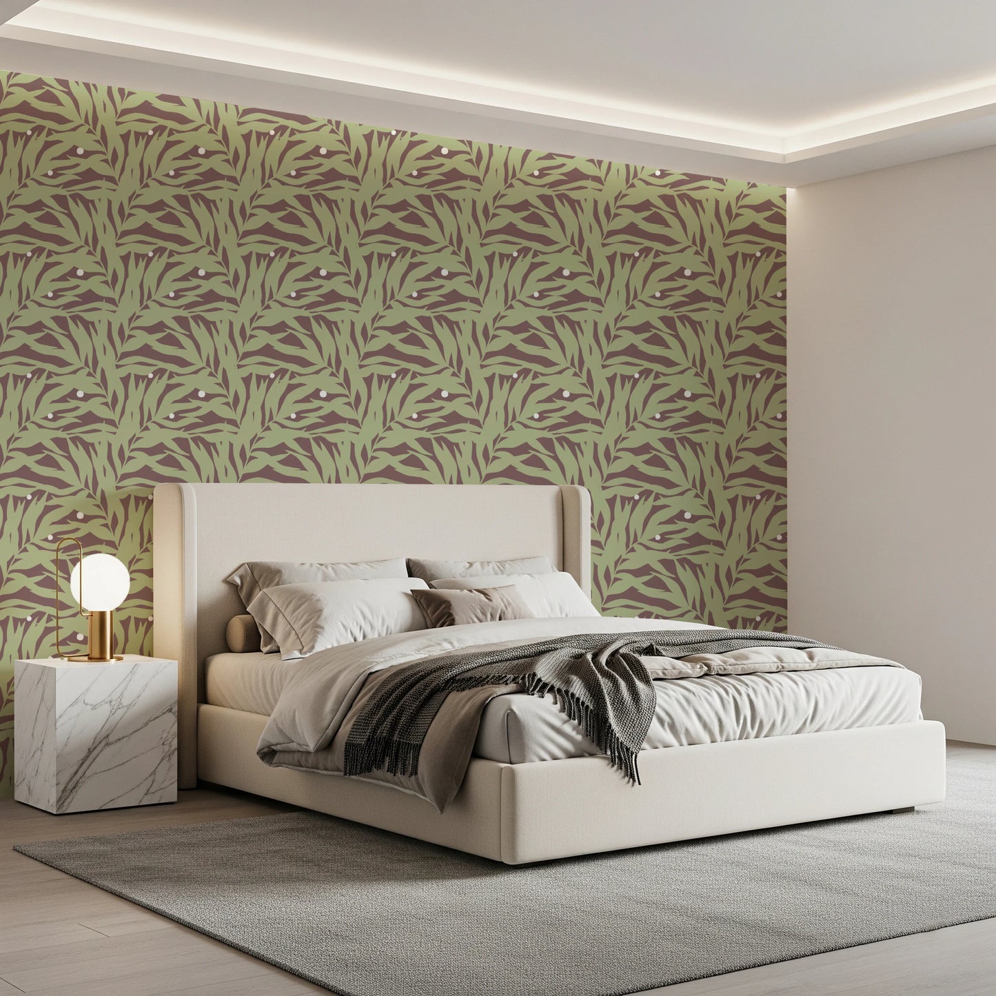 Carta da parati Botanical Echo con foglie sparse