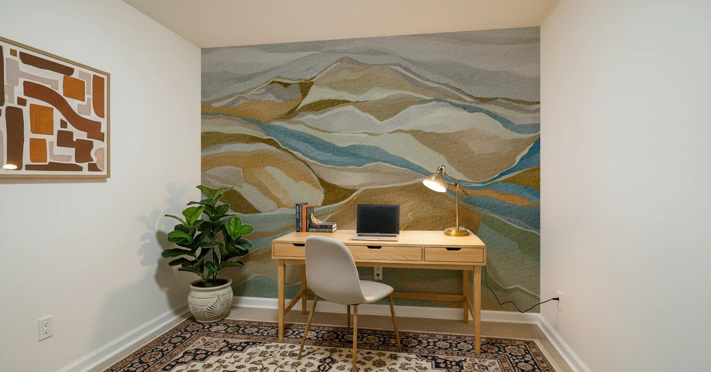 Peinture murale aquarelle vue sur la crête