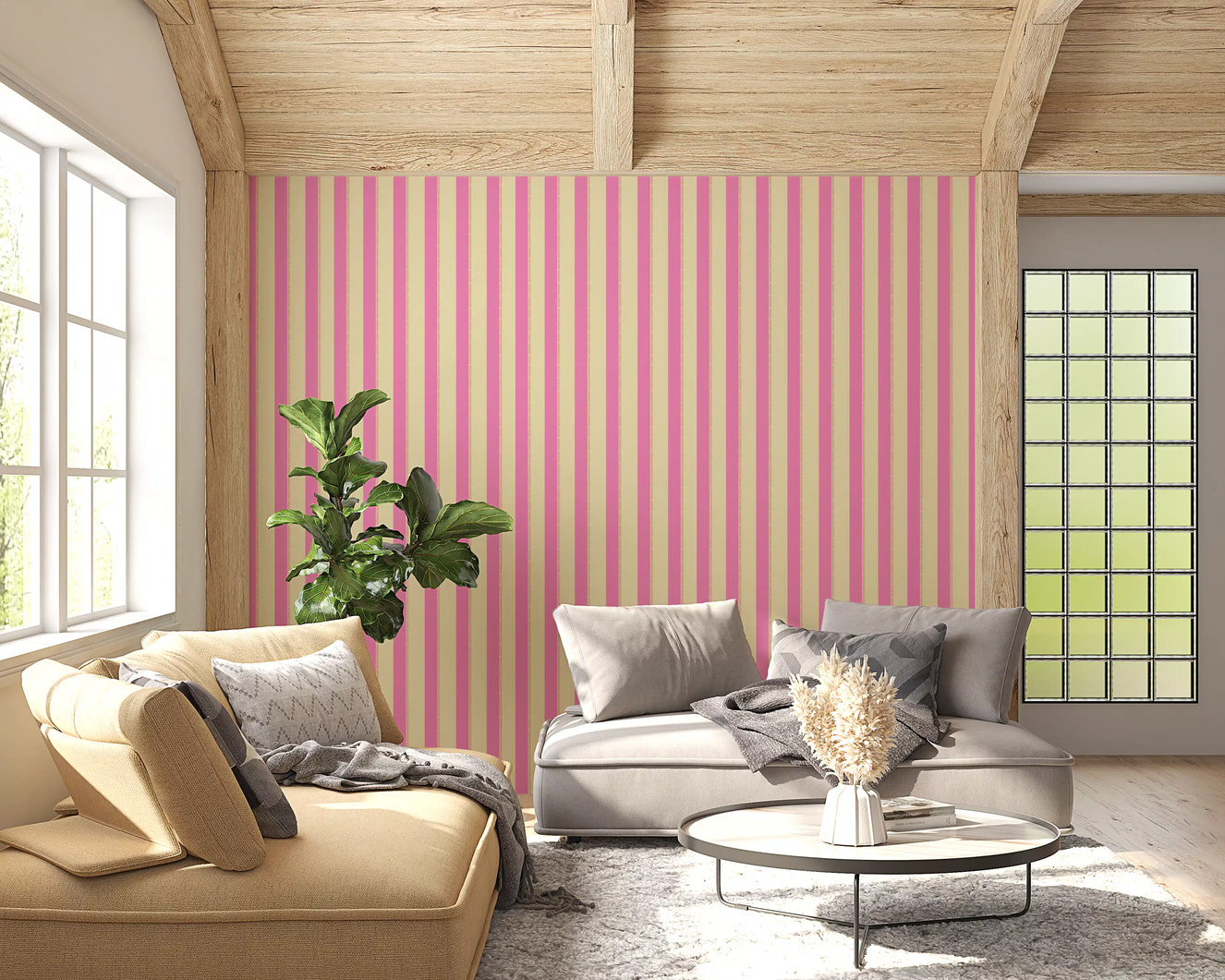Pink Stripe Delight for hallway Wallpaper showing a seamless repeating line pattern.