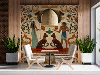 Serene nature-inspired scene on the Ancient Echoes Wall Mural in Cafe.