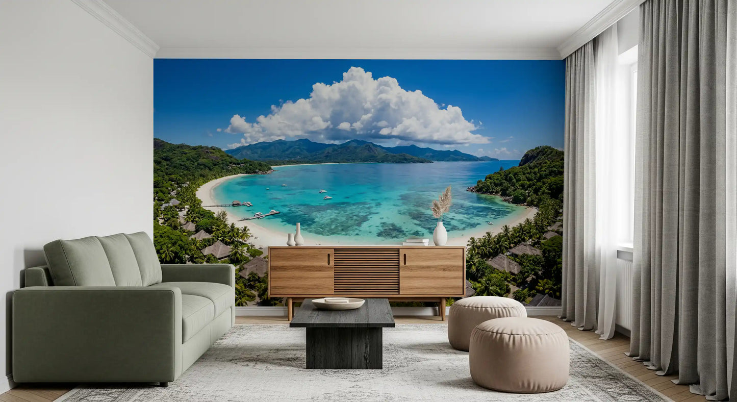 Fresque murale « Vue sur un paradis tropical »