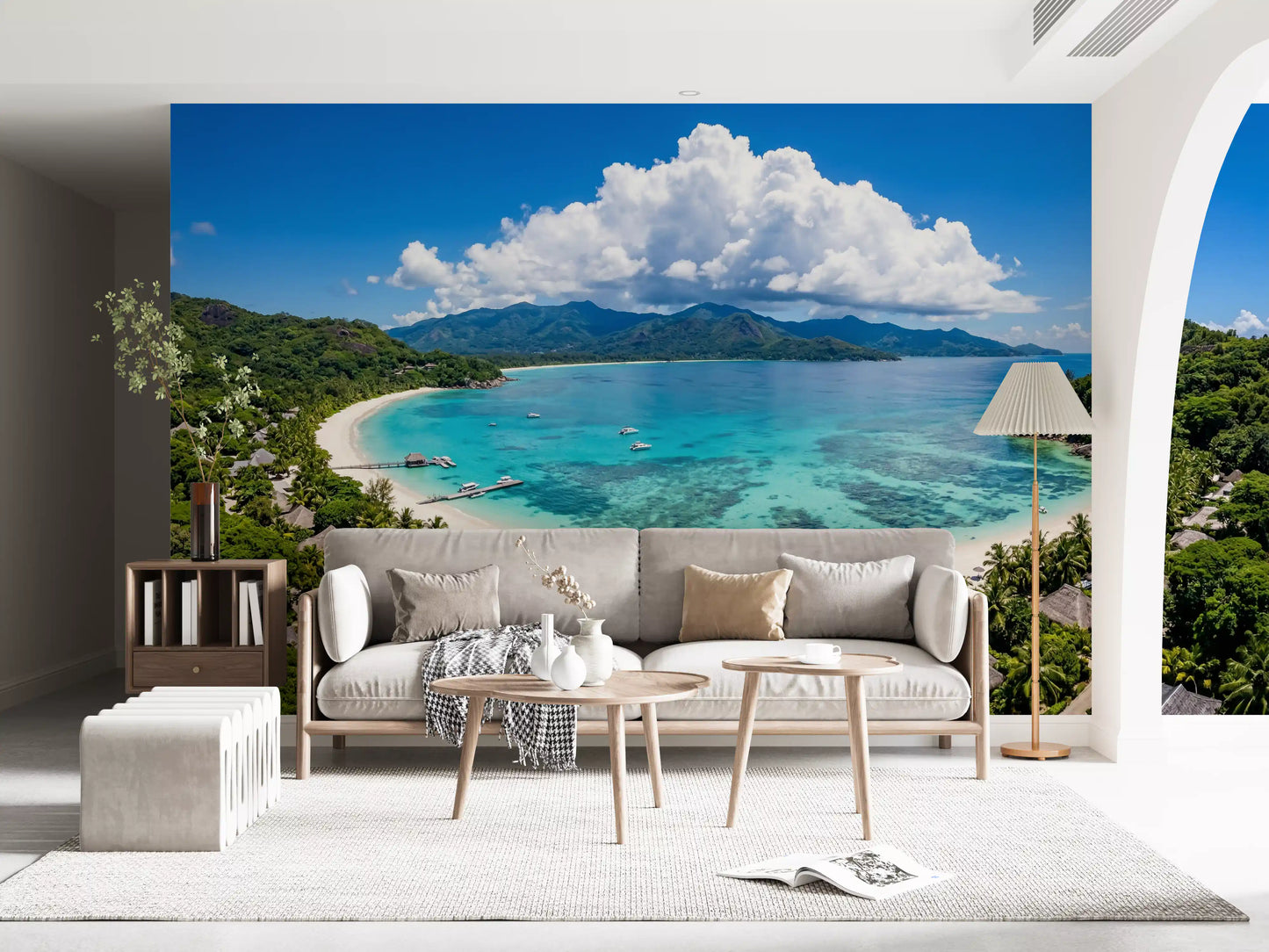 Fresque murale « Vue sur un paradis tropical »