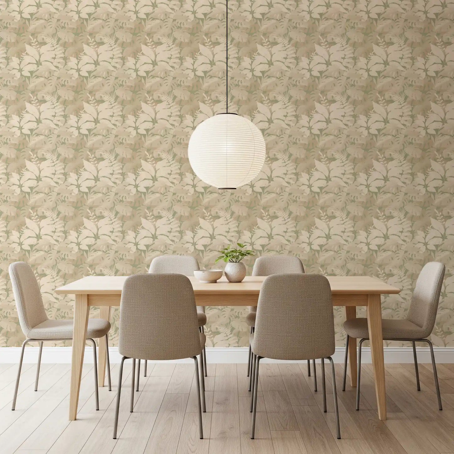 Earthy Tropics Silhouette Monstera Leaves Wallpaper⁠