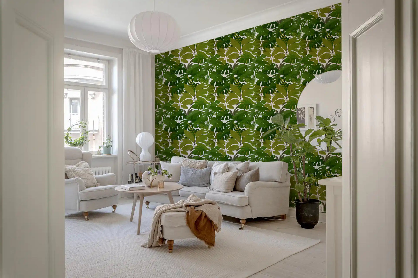 Tapeta z bujnymi liśćmi Monstera Canopy⁠