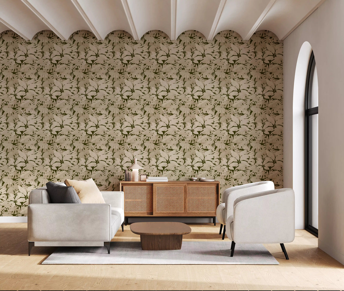 Carta da parati rustica Monstera botanica e serena