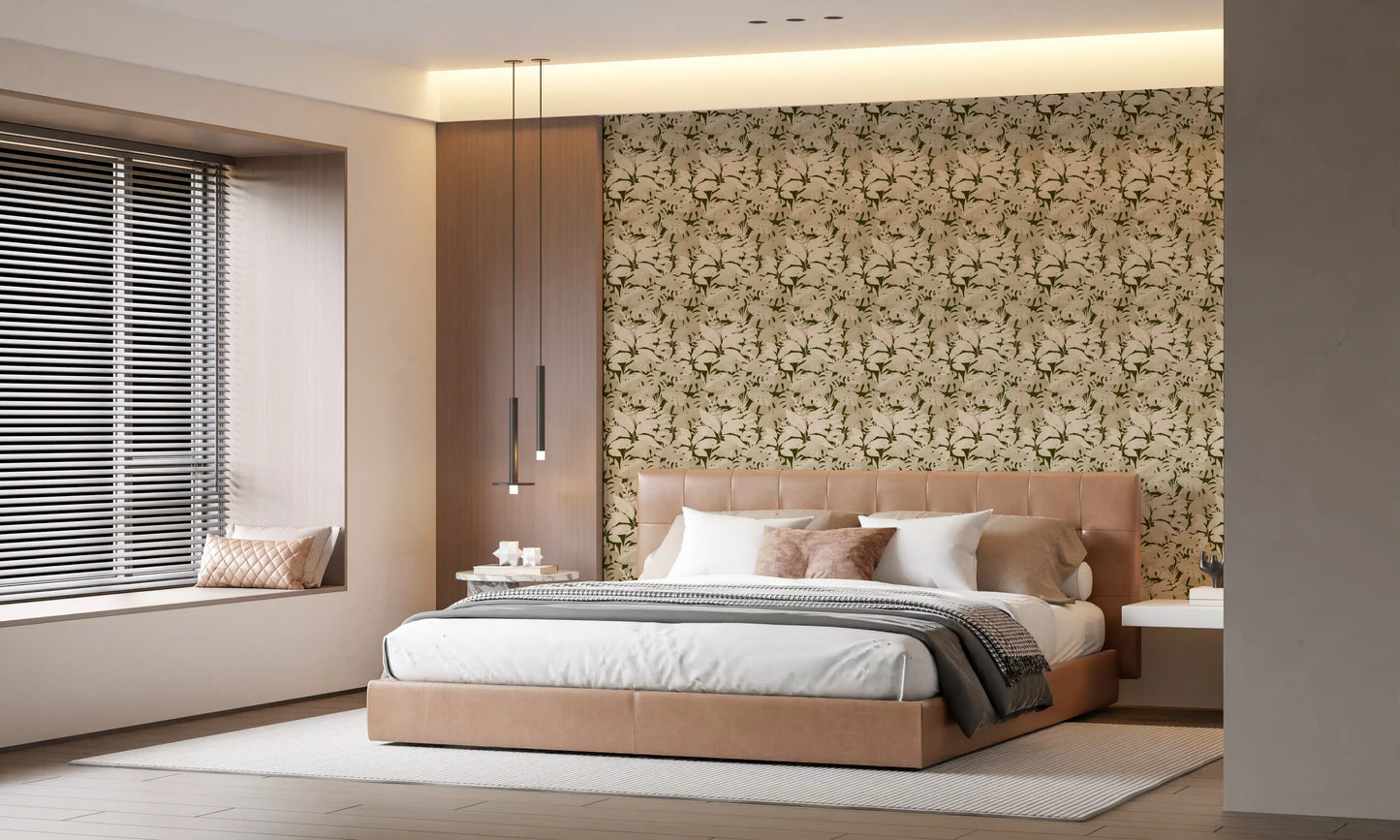 Carta da parati rustica Monstera botanica e serena