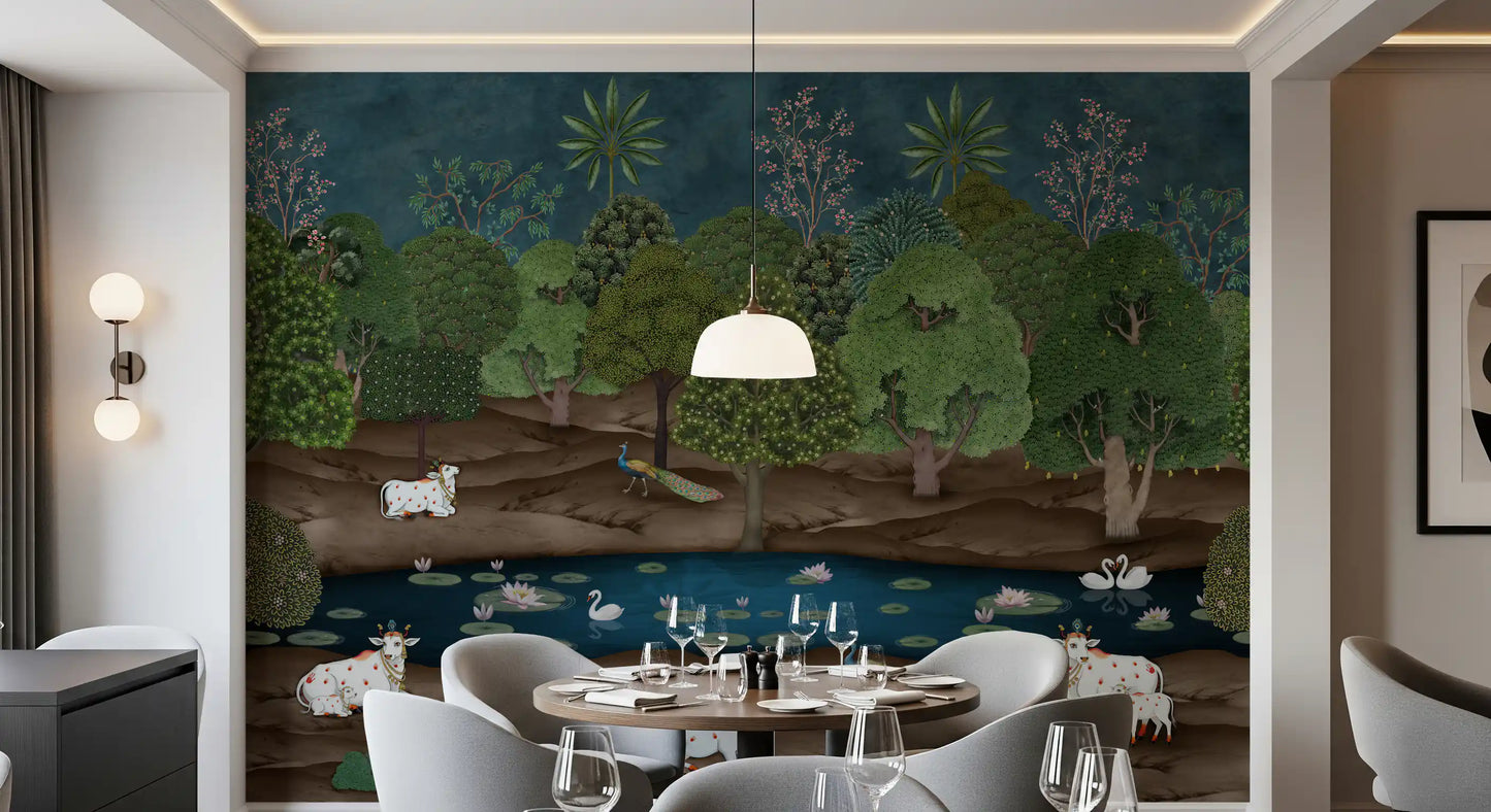 Pichwai Forest: Divine Grace Wall Mural