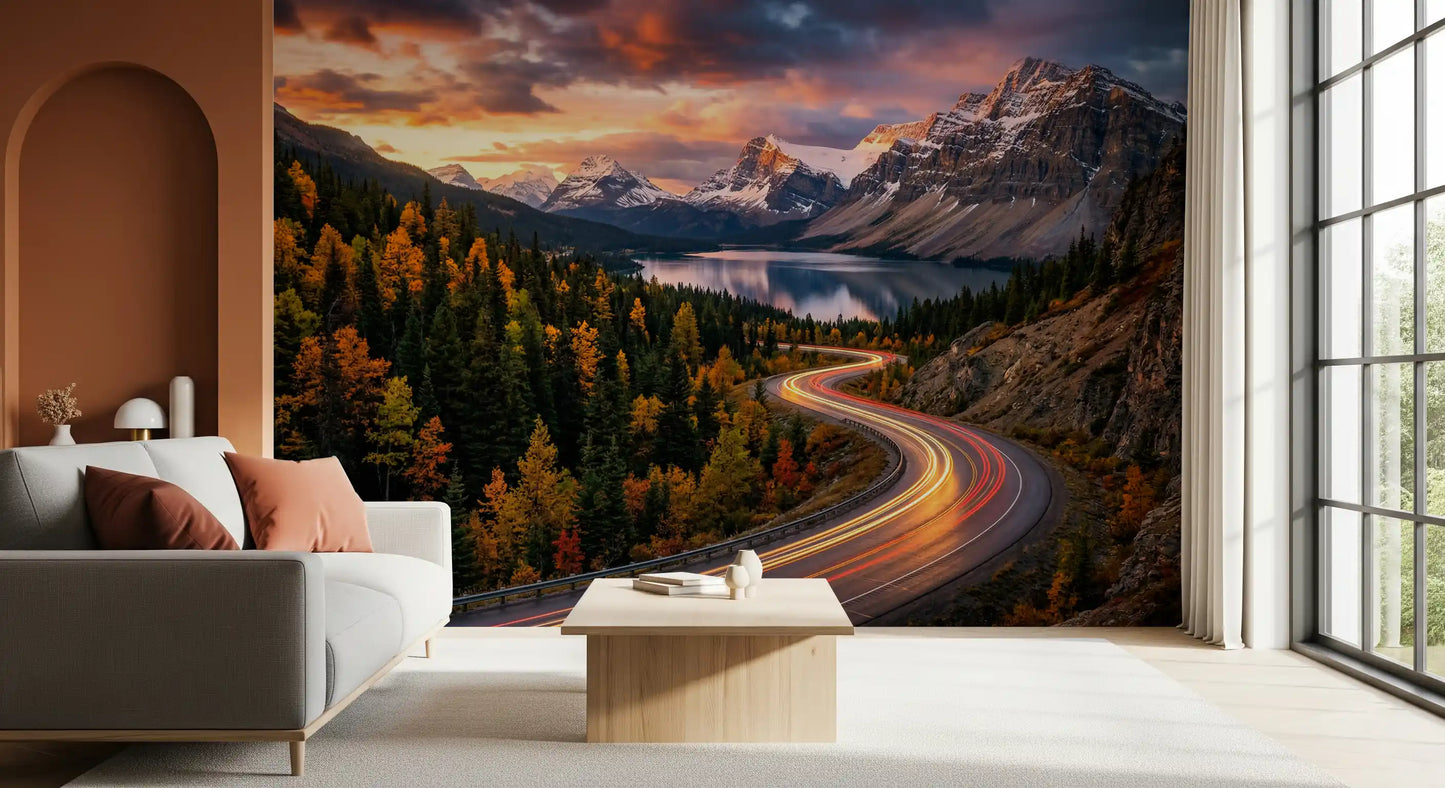 Alpine Sunset Drive Wall Mural