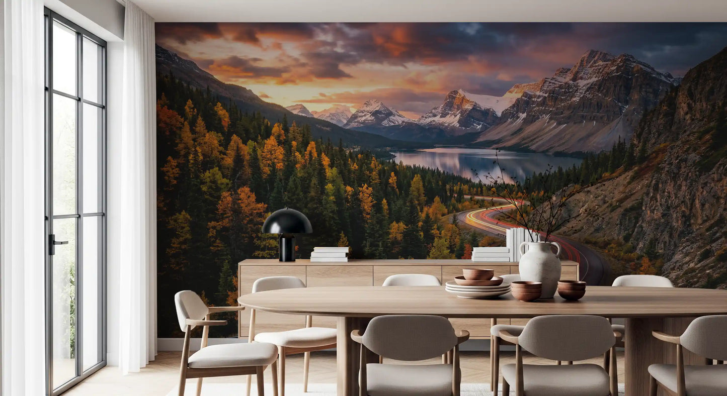 Alpine Sunset Drive Wall Mural