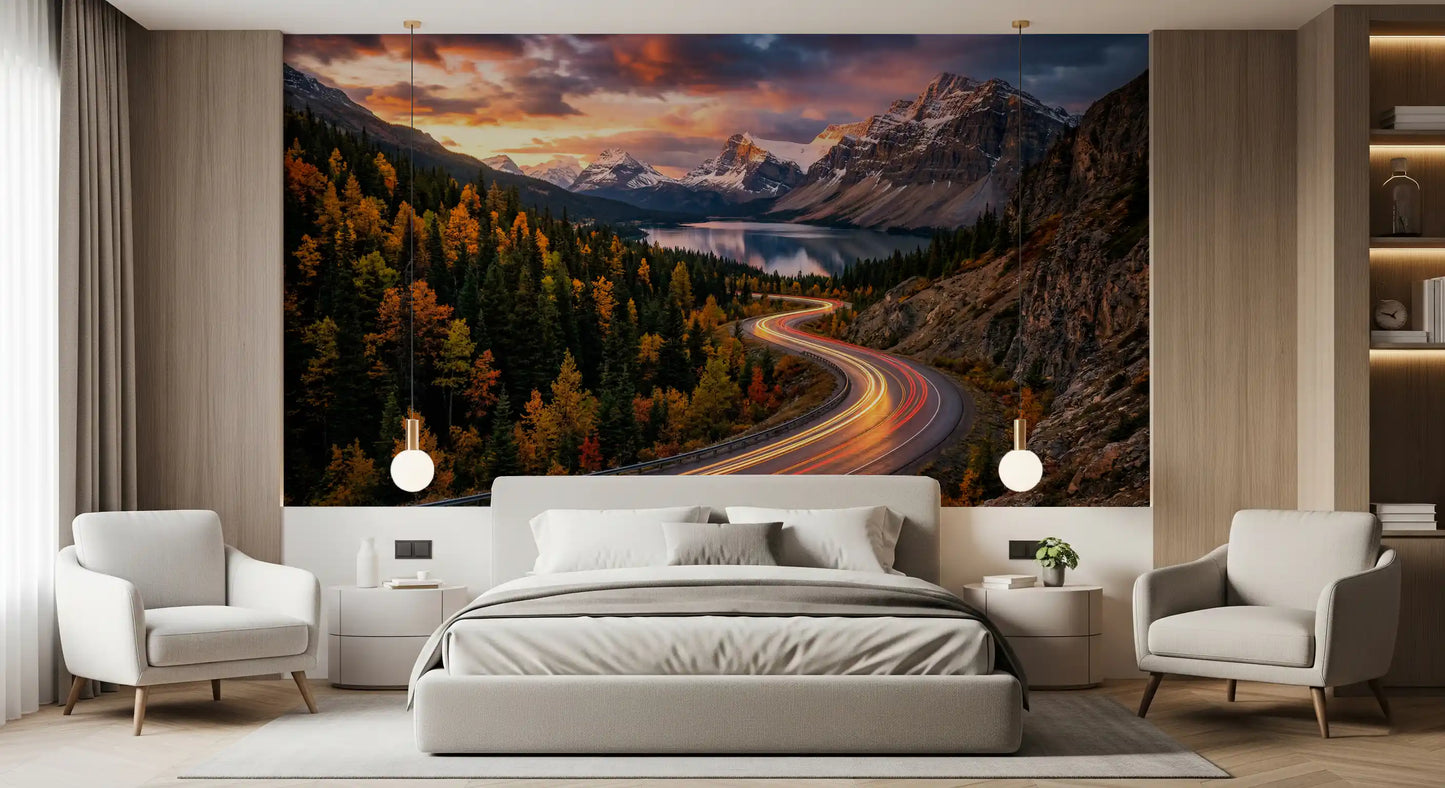 Alpine Sunset Drive Wall Mural