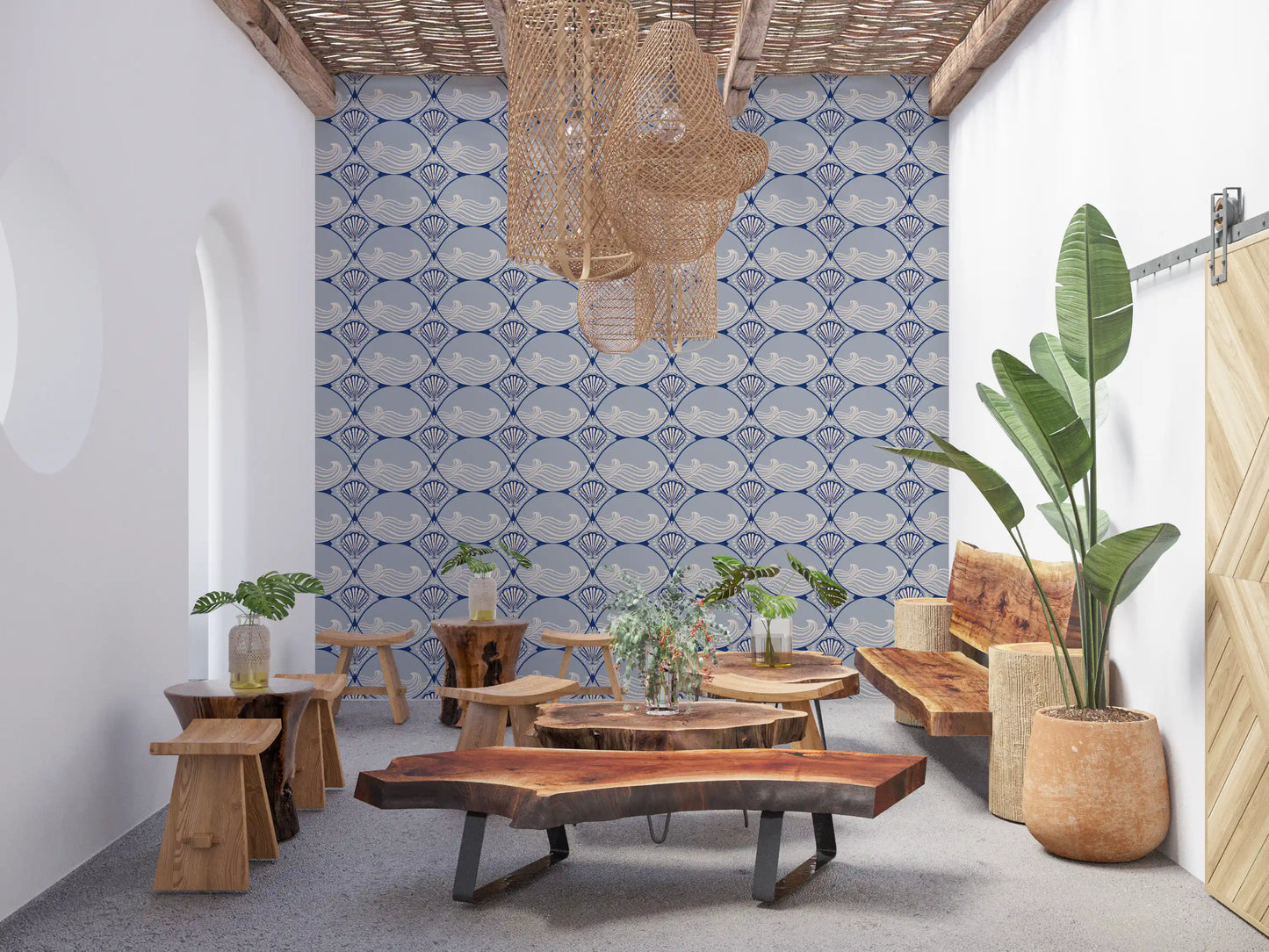 Papier peint Art Déco Coquillages Océaniques