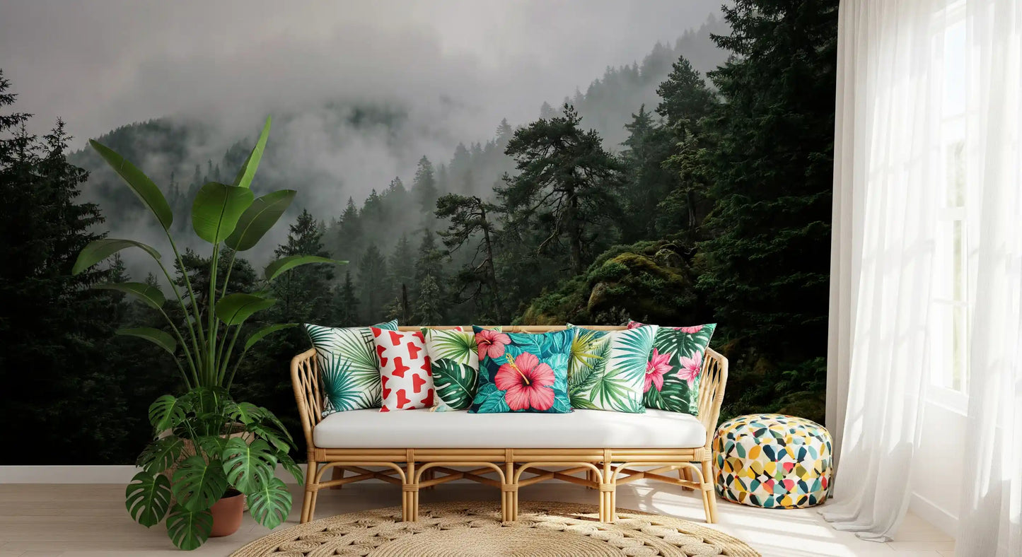 Fresque murale Forêt brumeuse