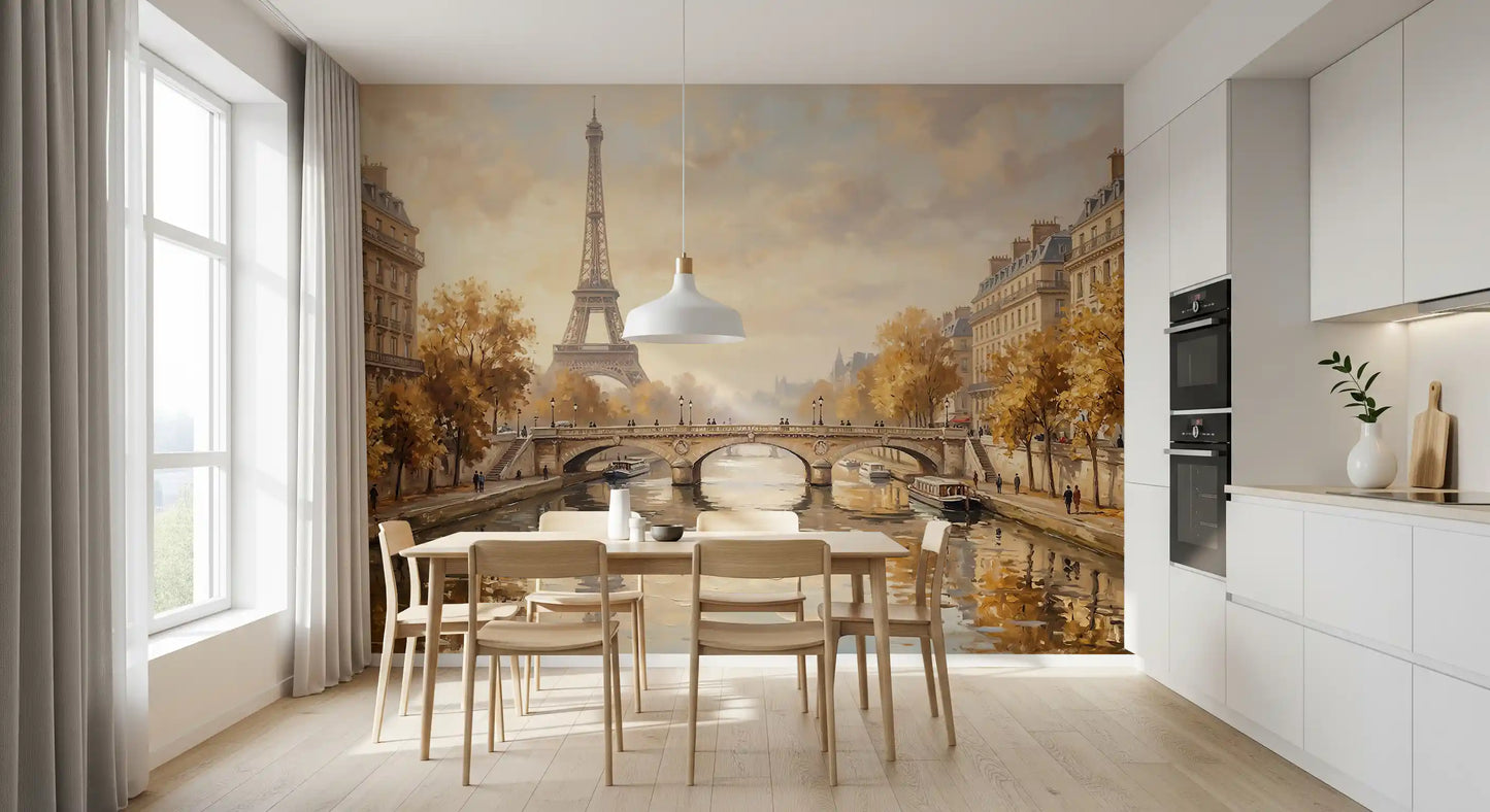 Eiffel's Golden Embrace Wall Mural