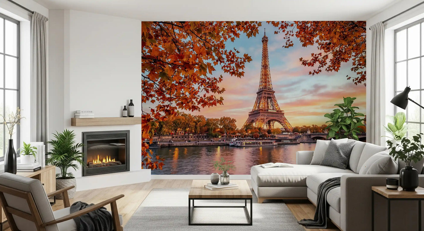 Eiffeltårnet efterårsglød vægmaleri