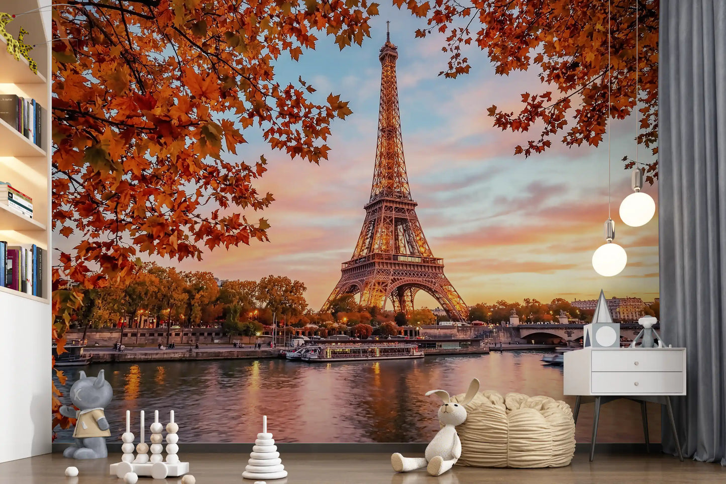 Eiffeltårnet efterårsglød vægmaleri