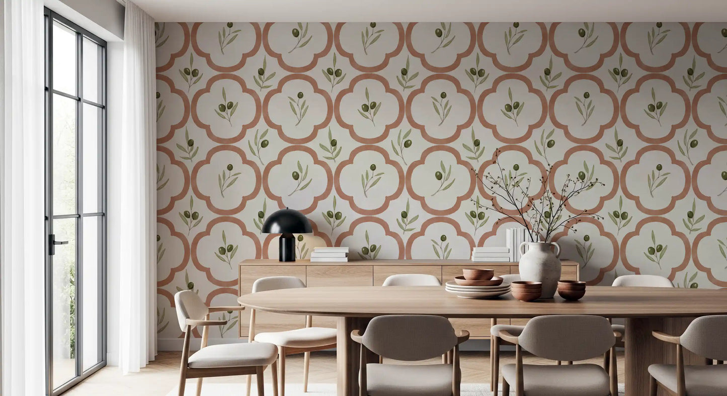 Behang met mediterrane olijven