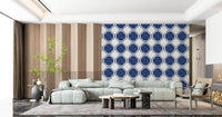 Quatrefoil pattern blue wallpaper placed in elegant Hallway  background