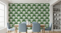 Complete a cozy Dining area with this soothing green botanical wallpaper.
