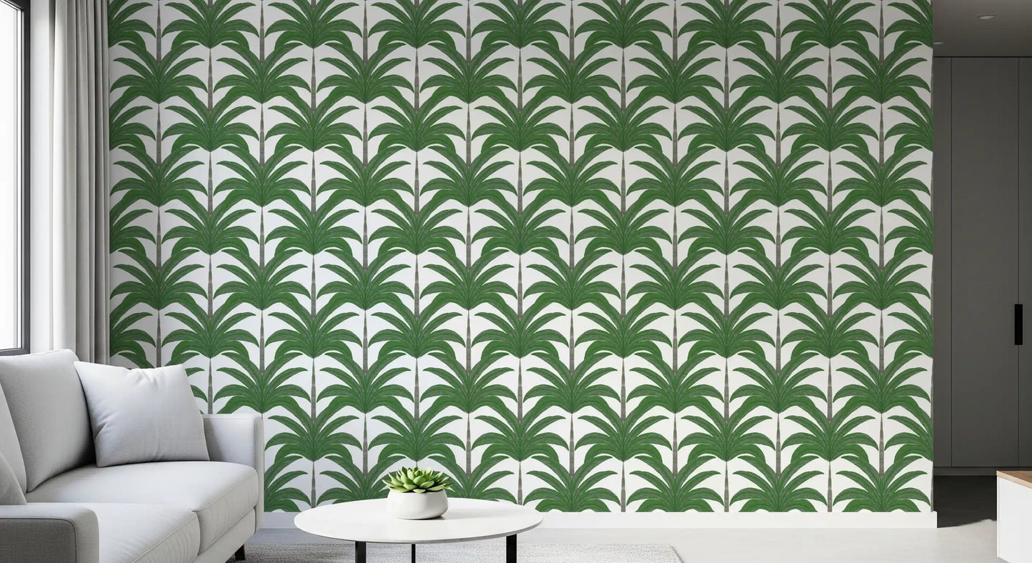 Tropical Frond Rhythm wallpaper completing the aesthetic of a Living area