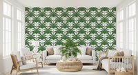 Tropical Frond Rhythm wallpaper providing an organic feel for a Living Room.
