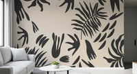 Tropical leaf wall mural giving a hallway a clean botanical focus