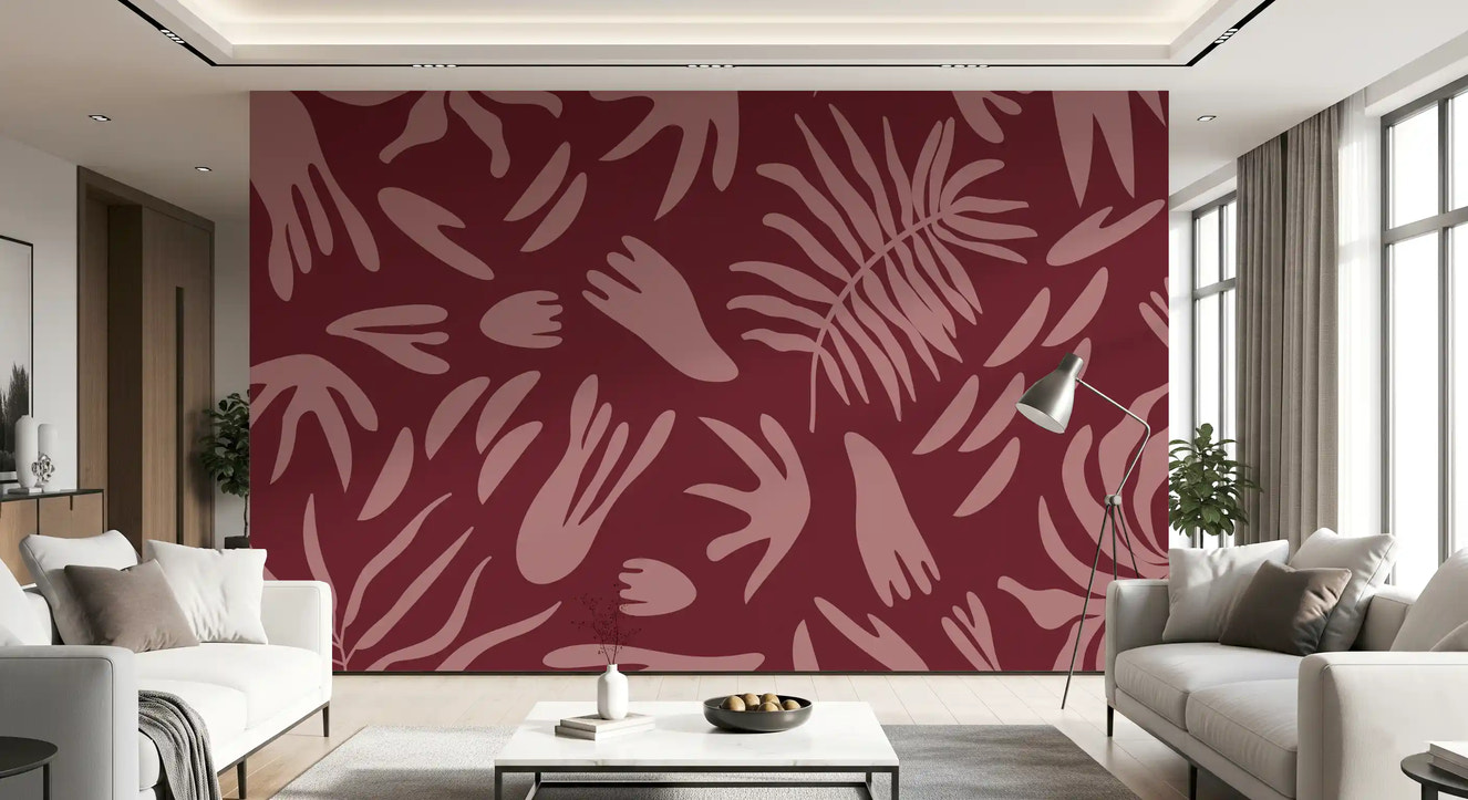 Fresque murale abstraite Maroon Bloom
