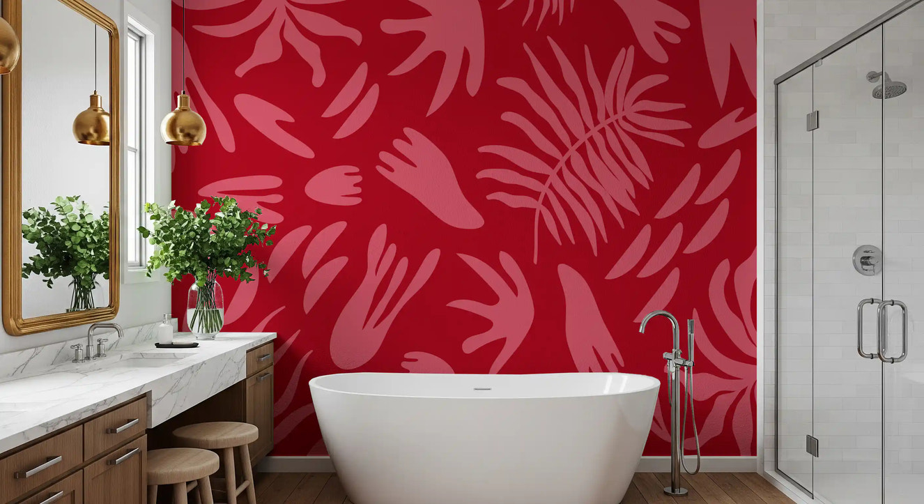 Crimson Botanical Dance Wall Mural