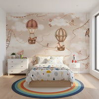 Aviation Adventure Mono wall mural flying balloons bedroom interior