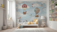 Aviation Adventure wall mural with clouds and decorative sky scene