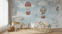 Aviation Adventure wall mural in a study room with playful sky elements