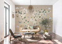 Kids map wall mural with animals placed across global regions