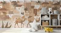 Desert Dreams Mono wall mural camels village kids room decor