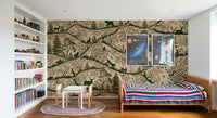 Nordic Nature Beige Green wall mural forest animals boys room decor