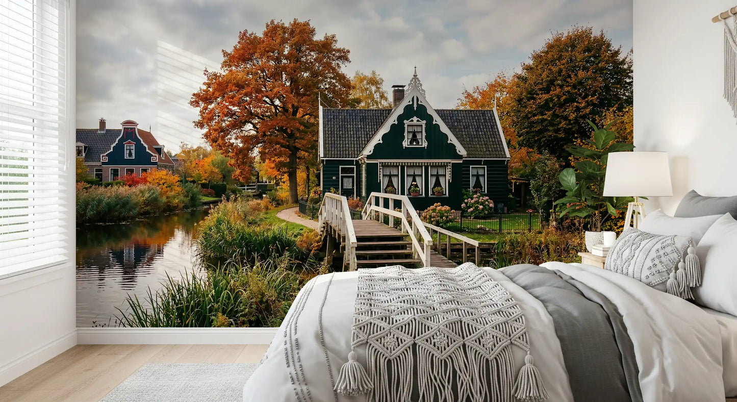 Niederländischer Herbst Kanal Charme Wandbild