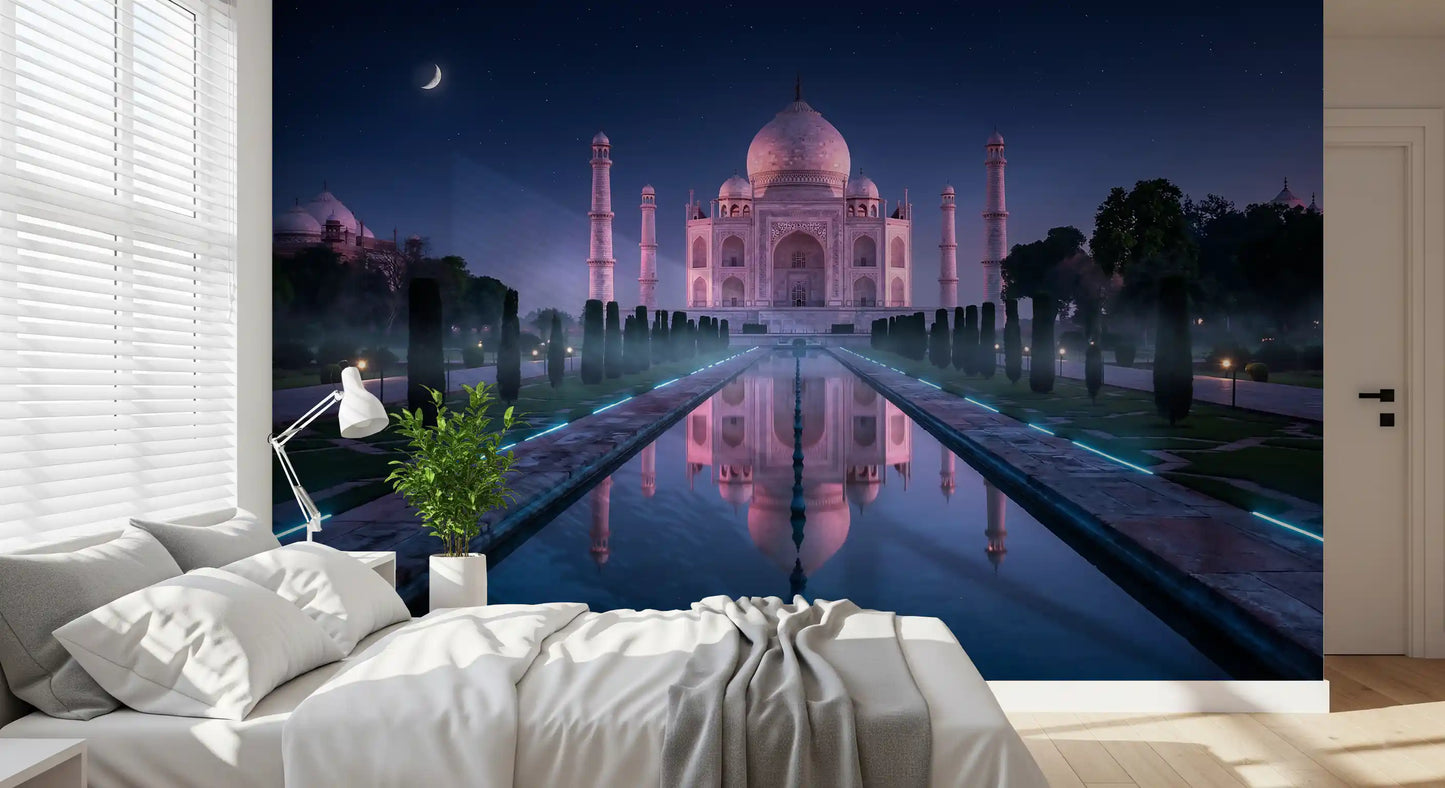 Midnattens Majestät vid Taj Mahal Väggmålning