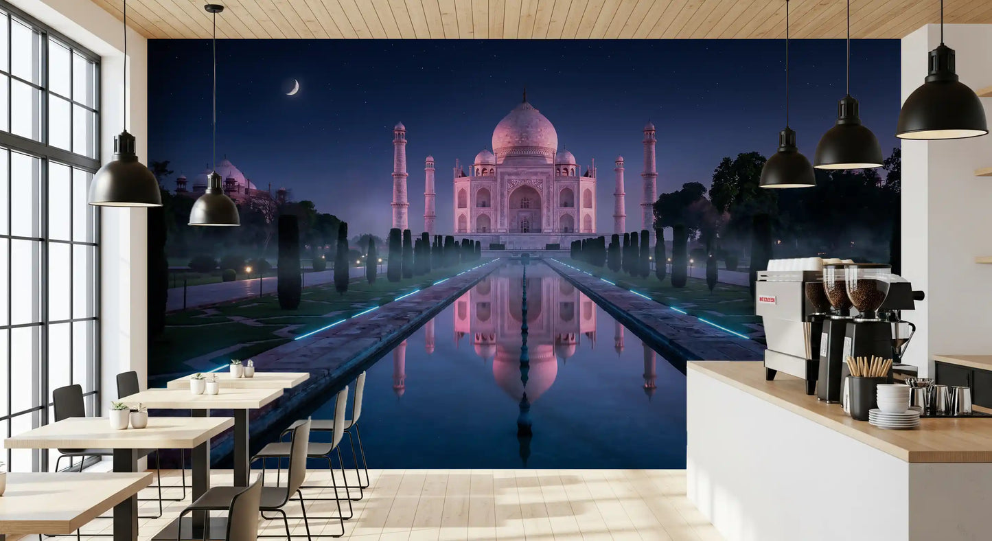 Midnattens Majestät vid Taj Mahal Väggmålning