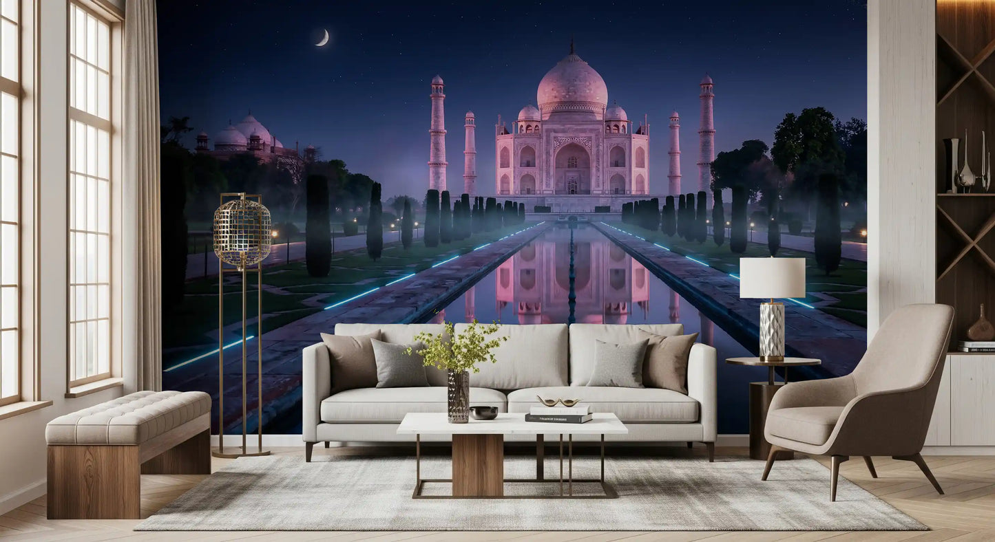 Midnattens Majestät vid Taj Mahal Väggmålning