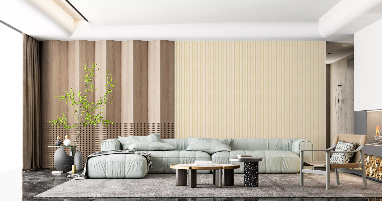 Elegant beige striped wallpaper with soft candy stripe pattern