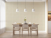 Dining room featuring soft plaid gingham wallpaper with canvas finish
