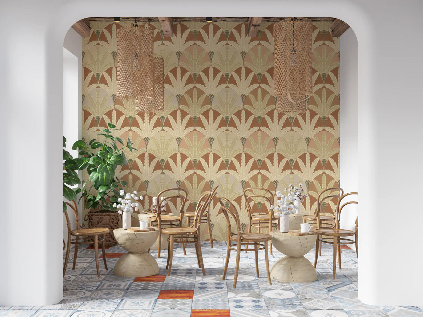 Earthy Fan Fronds Wallpaper⁠