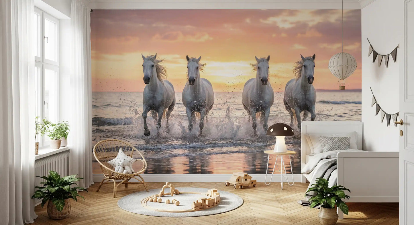 Wild Horses, Golden Shore Wall Mural