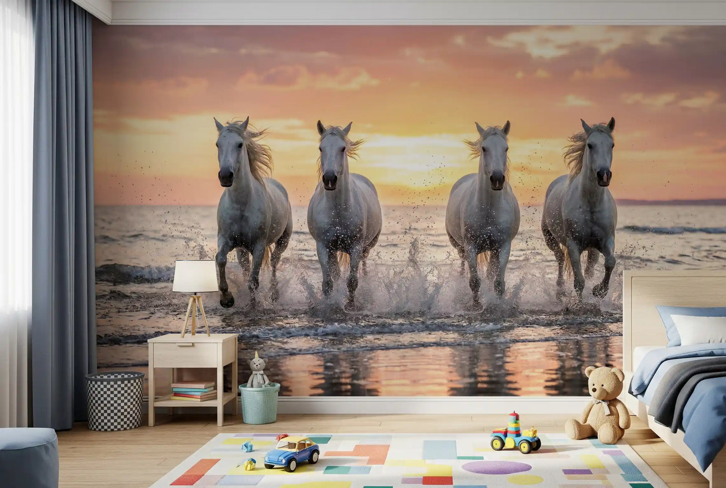 Wild Horses, Golden Shore Wall Mural