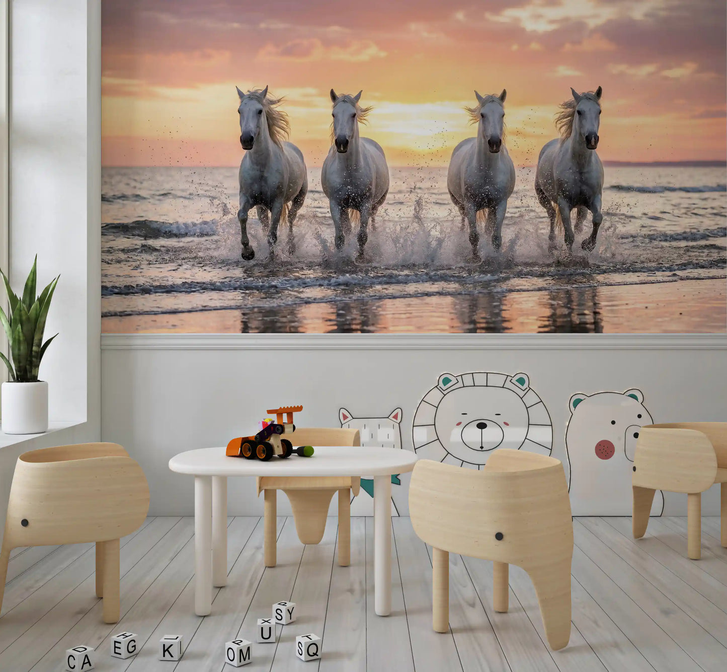 Wild Horses, Golden Shore Wall Mural
