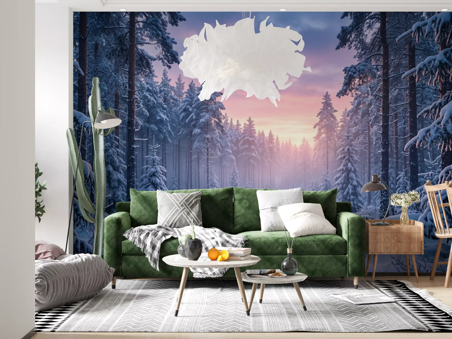 Snowy Path, Pastel Sky Wall Mural