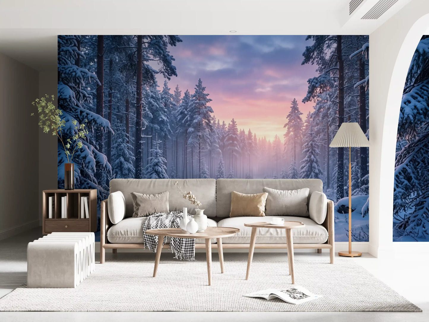 Snowy Path, Pastel Sky Wall Mural