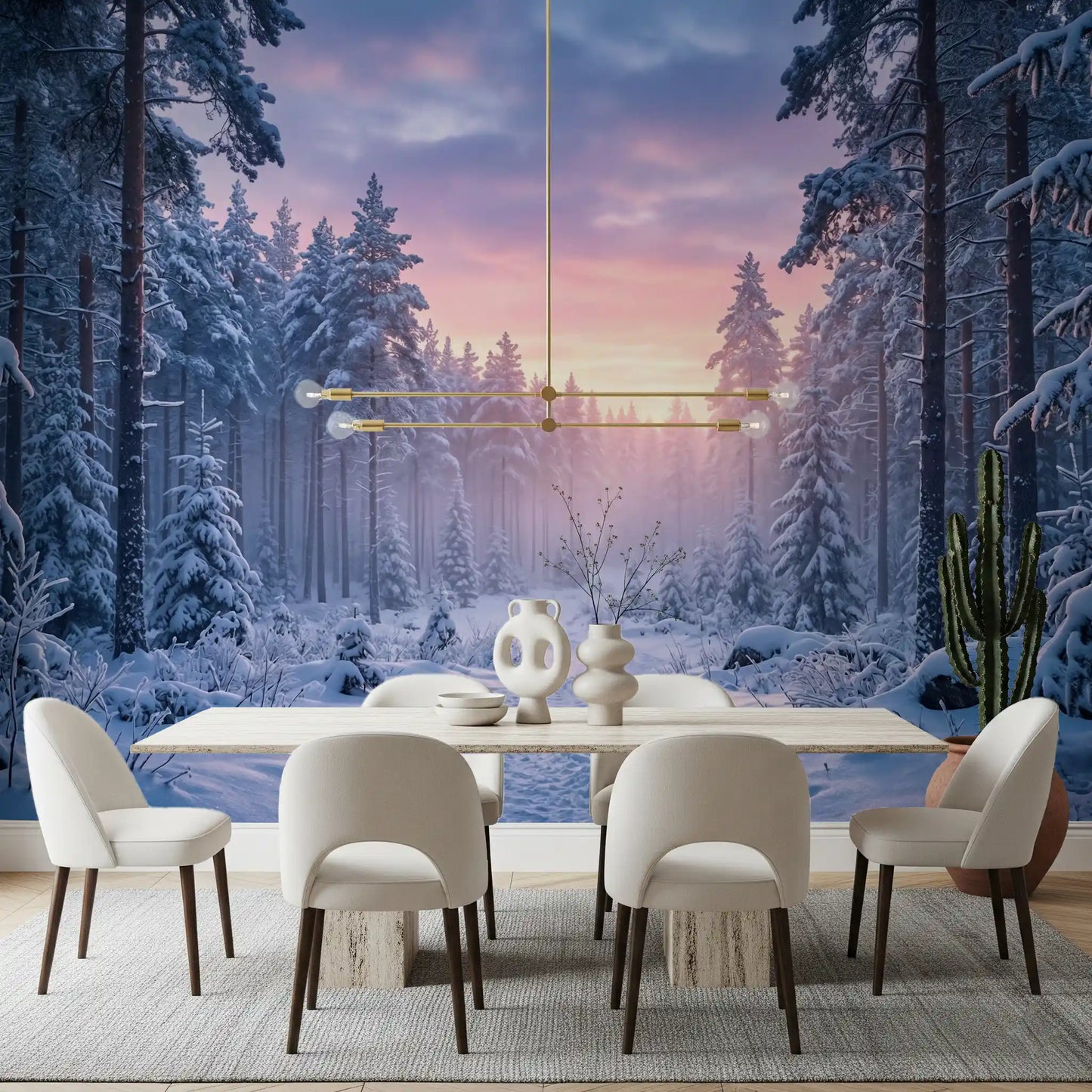 Snowy Path, Pastel Sky Wall Mural