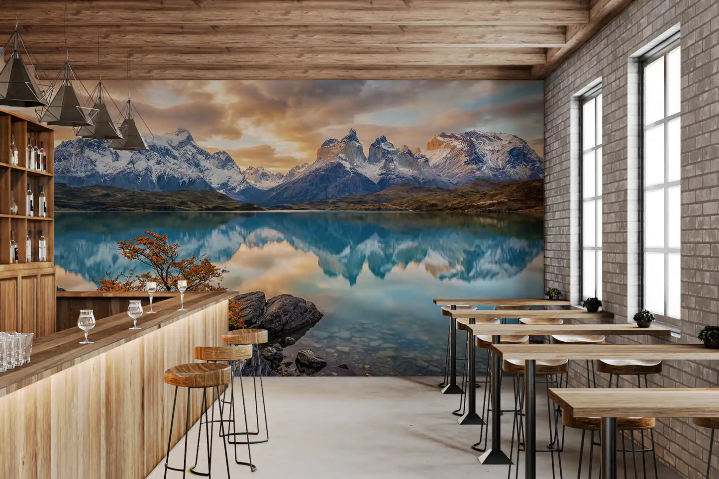 Patagonia Reflection: Autumn Peaks Wall Mural